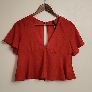 Elli White Polka Dot Crop Blouse size s